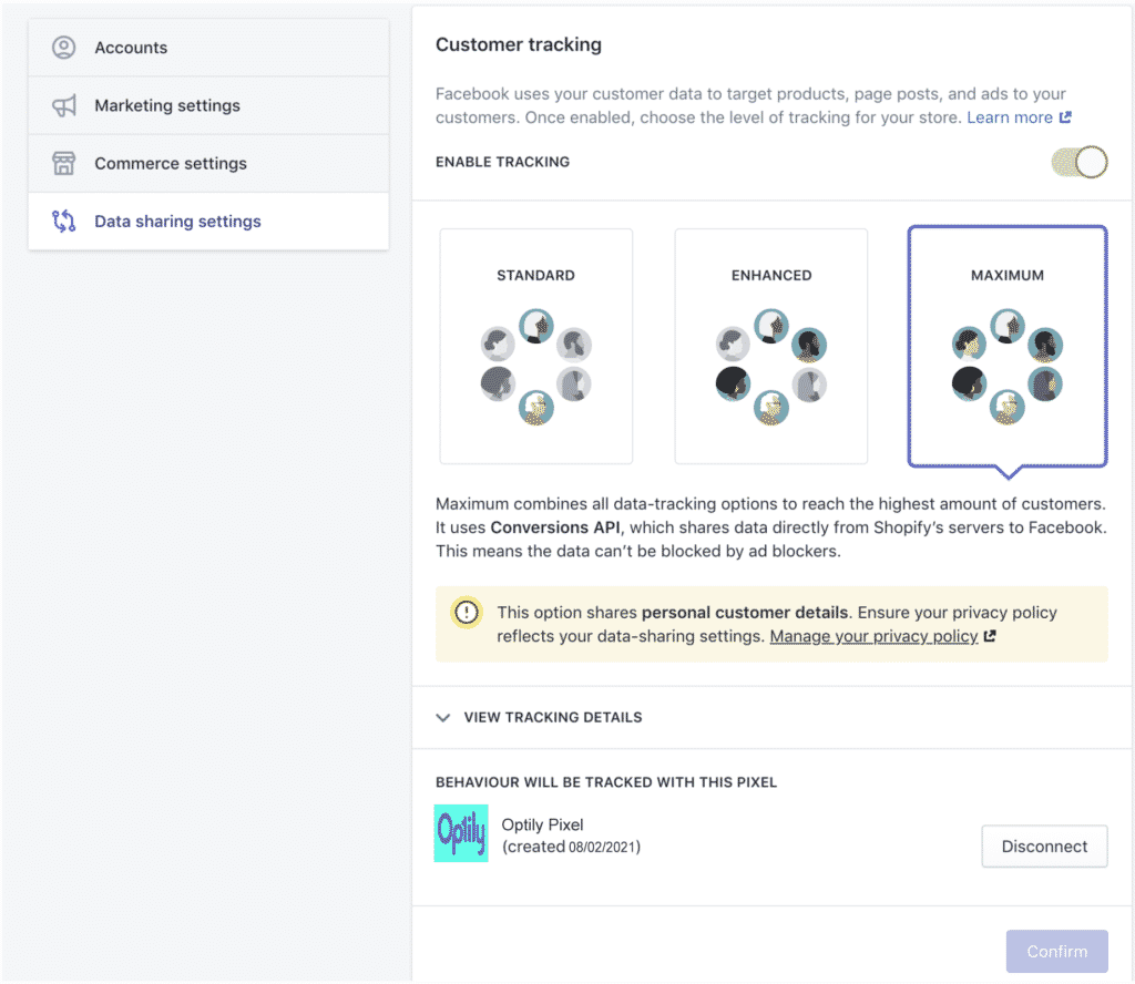 Optily Facebook Conversions API Step 5